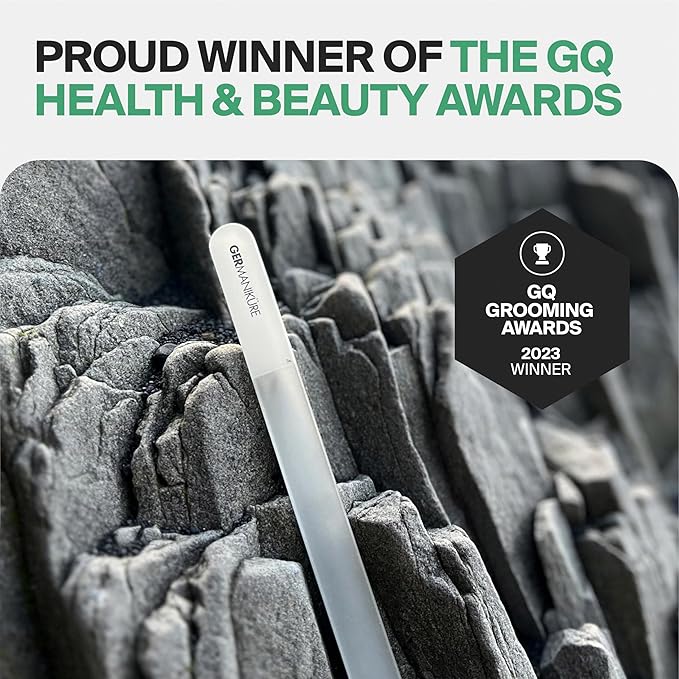 GERMANIKURE Glass Nail File in Suede Sleeve - Collect Moments Not Things - Professional Crystal Nail File for Natural Nails - Ideal Manicure & Pedicure Tool for Smooth, Easy Shaping - Nail Care Gift