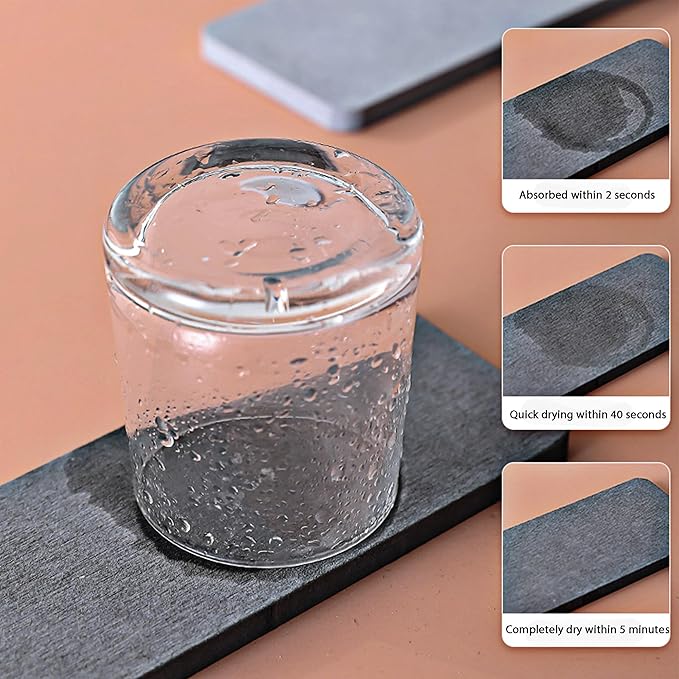 2 Pcs Water Absorbing Stone Trays, Kitchen/Bathroom Sink Soap Dish, Diatomite Tray Used for Hand Soap & Cosmetic Bottles in The Modern Home, 3.15" W x 6.3" L, Dark Gray