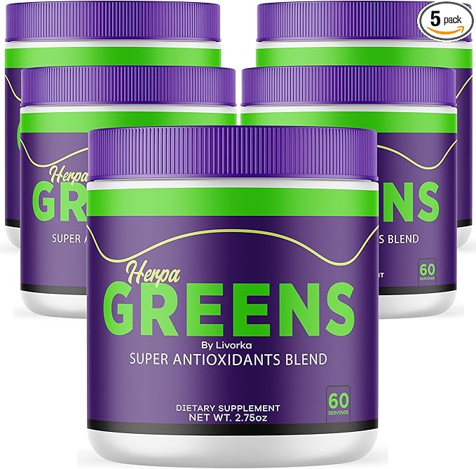 Herpa Greens Advanced Formula Powder in a Jar, Supports Overall Health, Wellness - 150 Servings (5 Month Supply) - Pack of 5