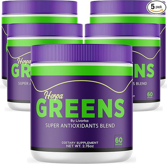 Herpa Greens Advanced Formula Powder in a Jar, Supports Overall Health, Wellness - 150 Servings (5 Month Supply) - Pack of 5