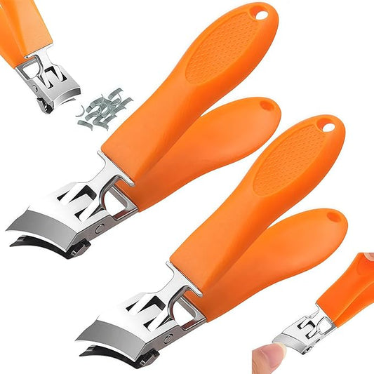 Wide Jaw Opening Anti-Splash Slanted Nail Clipper, 2026 New Ingrown Nail Clippers Fingernail and Toenail Clippers Clippers, Curved Toenail Clippers for Thick Nails (Orang 2Pack)