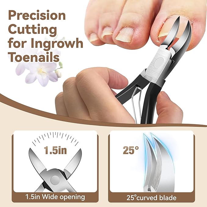 Toenail Clippers for Seniors – 6 in 1 Large Straight & Slanted Nail Clippers Set for Thick and Ingrown Toenails, Heavy Duty Wide Jaw Nail Cutter with Long Handle for Men Women Adult