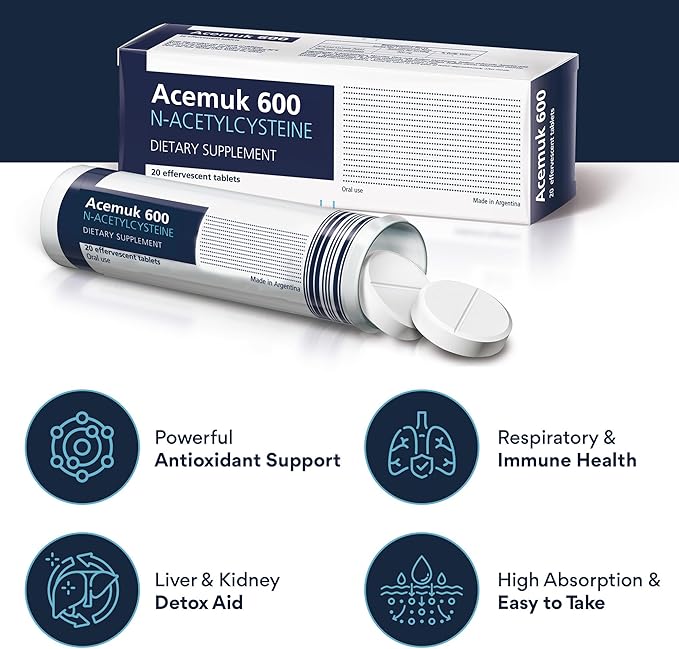 N-Acetylcysteine (NAC) 600mg - Supports Respiratory Health, Immune Function, Liver & Kidney Detox - Potent Antioxidant, Easy to Absorb - 20 Tablets (1-Pack)