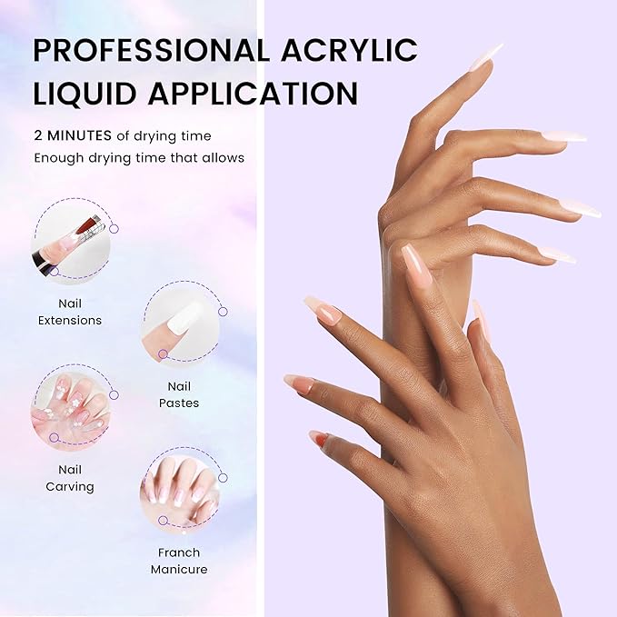 AIJIMEI Professional Acrylic Liquid Monomer & Nail Brush Cleaner Set for Quick Cleaning of Nail Brushes and Nail Extension Glue Nail Products, Suitable for Beginners DIY Home Nail Salon 120ml/4fl.oz