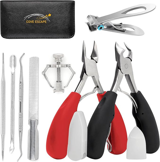 Toenail Clippers for Seniors Thick Toenails- Heavy Duty Podiatrist Ingrown Toe Nail Cutter for Men, Professional & Adults - Easy Grip Handle Stainless Steel (Large, 8, Count)