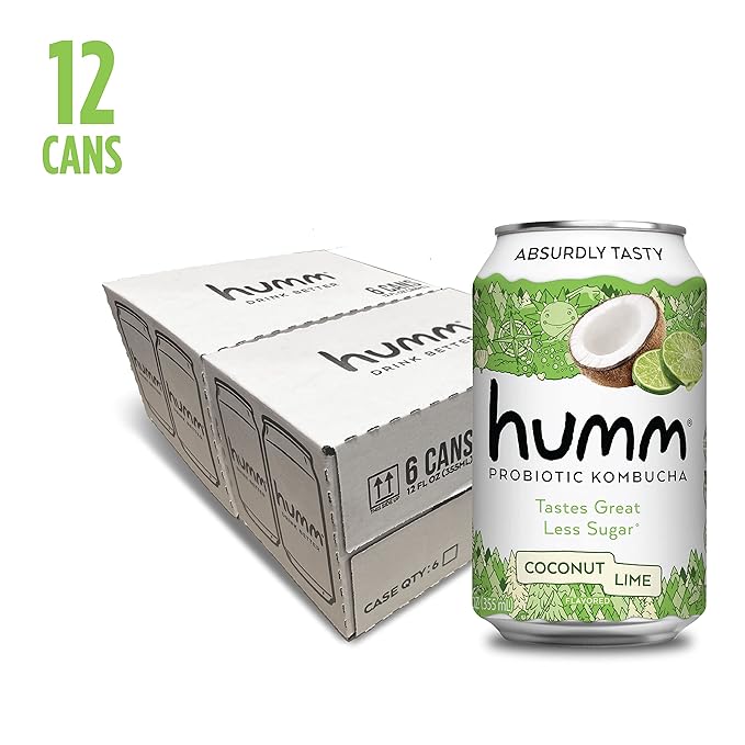 Humm Kombucha Coconut Lime, Organic, Vegan & GMO Free (12 Pack)