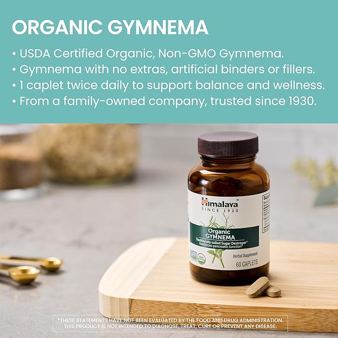 Himalaya Organic Gymnema Sylvestre - Herbal Glucose Metabolism Support - USDA Organic, Non-GMO, Vegan, Gluten Free, 700 mg, 60 Caplets