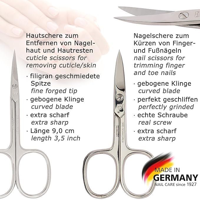 3 Swords Germany – brand quality 12 piece manicure pedicure grooming kit set for professional finger & toe nail care with ostrich synthetic leather case - Made in Germany