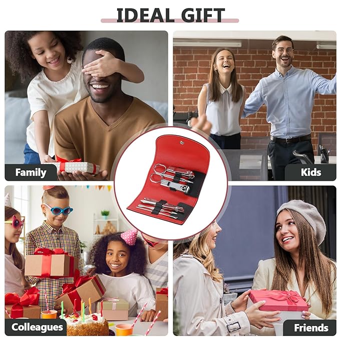 12 Set Manicure Set Bulk Mini Manicure Nail Clipper Kit 7 in 1 Stainless Steel Professional Nail Care Pedicure with Travel Portable Bag Grooming Kits for Christmas Women Men Home(Black)