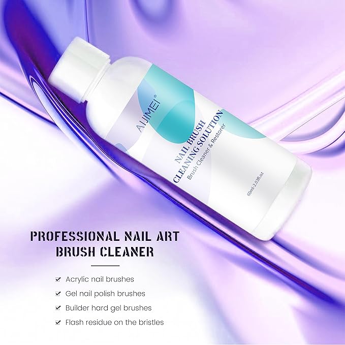 AIJIMEI Nail Art Brushes Cleaner Gel and Gel Nail Brushes Cleaner for Acrylic Application Can Quickly Dissolve Residues Acrylic Nail Brush Cleaner 60ml/2.03FL.OZ