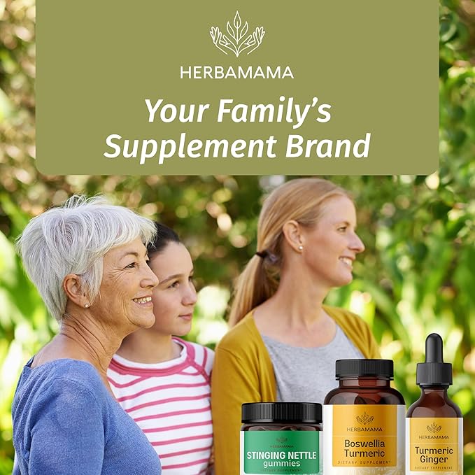 HERBAMAMA Turmeric and Boswellia Extract Capsules - 2100mg Boswellia Serrata & Turmeric Complex with Black Pepper Extract - Vegan, Non-GMO, 95% Curcuminoids Antioxidant Supplement, 100 Caps