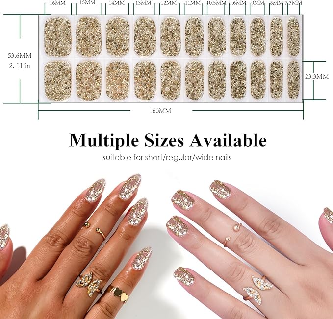 Gel Nail Sticker Semi Cured Nail Polish Strips Glitter Full Cured Pink Gel Nail Wraps