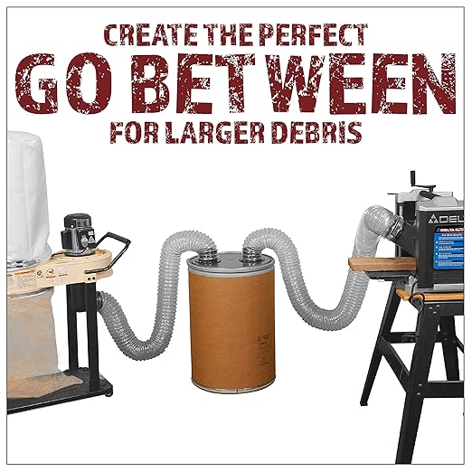 Cyclone Dust Separator Kit for 4-Inch Hose – Shop Vacuum & Dust Collector Bucket System for Woodworking Debris, Barrels & Containers