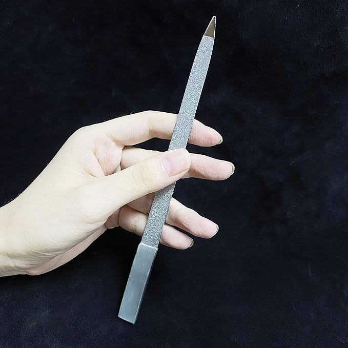 2 PCS Diamond Nail File Double Sided Metal Fingernail Manicure Files for Polish Nail, Removes Nail Ridges 7 Inches