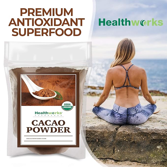 Healthworks Superfoods Organic Cacao Powder - 48 Oz / 3 Lb - Cocoa Chocolate Substitute - Rich Choclate Flavour - Sugar-Free, Keto, Vegan & Non-GMO - Peruvian Bean/Nut Origin - Antioxidant Superfood - Packaging May Vary