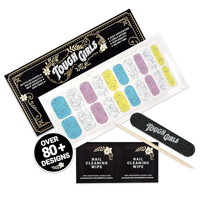 | 20 Exquisite Gel Nail Polish Strips w/Application Accessories - No UV/LED Lamp Required (Holiday | Speckled Egg & Pastel)