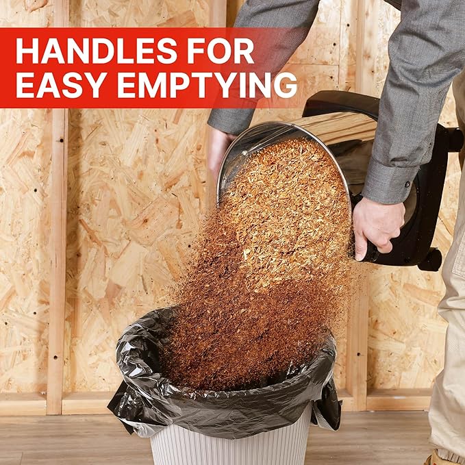 Shop-Vac Dust Collector with 5 Gallon Stainless Steel Tank, Movable Bucket for Woodworking, Easy Disposal of Dust & Debris, Prolong Filters Life, Elbow Fittings, 2-1/2" Hose and Filter Included