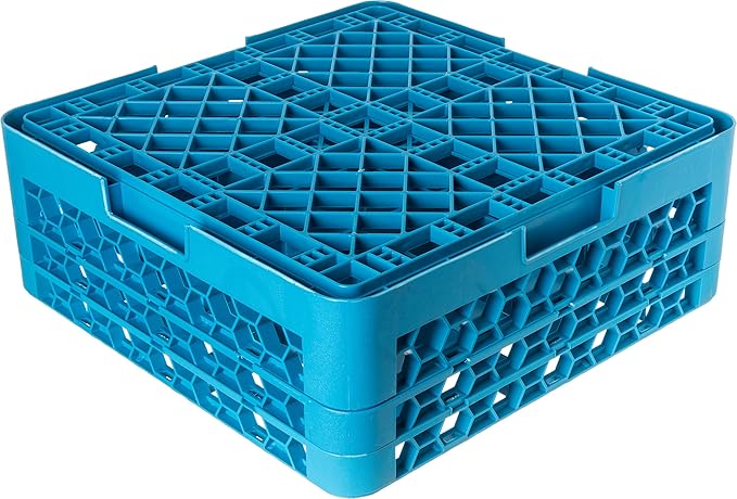 Carlisle FoodService Products RG25-214 OptiClean 25 Compartment Glass Rack with 2 Extenders, Blue , 7.12"