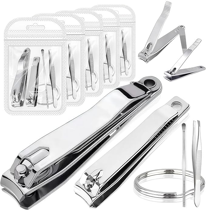 10-Piece Large Nail Clippers Kit with File for Men Women Seniors, Long Handled Fingernail & Toenail Clippers Set with Keychain, Manicure Kit Bulk for Travel, Gifts (Big + Medium
