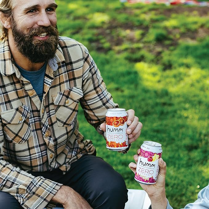 Humm Probiotic Kombucha Zero Sugar Blood Orange, No Refrigeration Needed, Keto Friendly, Organic, Vegan, Gluten Free, 12oz Cans (16 Pack)