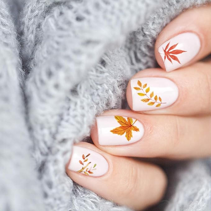 1000+ Patterns Autumn Nail Art Decals Fall 3D Nail Self-Adhesive Stickers Harvest Pumpkin Maple Leaves Sunflower Squirrel for Women Girls Kids DIY Nail Design Manicure Thanksgiving Day