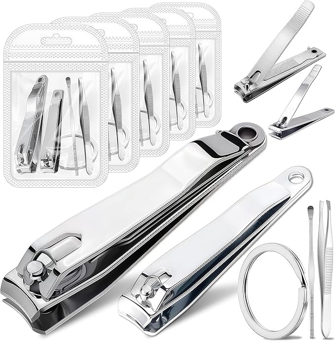 10-Piece Large Nail Clippers Kit with File for Men Women Seniors, Long Handled Fingernail & Toenail Clippers Set with Keychain, Manicure Kit Bulk for Travel, Gifts (Big + Medium