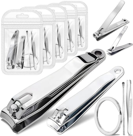 10-Piece Large Nail Clippers Kit with File for Men Women Seniors, Long Handled Fingernail & Toenail Clippers Set with Keychain, Manicure Kit Bulk for Travel, Gifts (Big + Medium