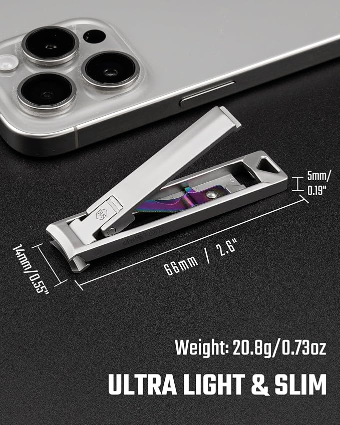 KeyUnity KN02 Keychain Nail Clippers, Foldable Stainless Steel Fingernail Cutter for Travel & Everyday Carry