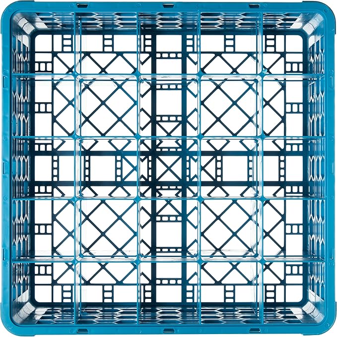Carlisle FoodService Products RG25-214 OptiClean 25 Compartment Glass Rack with 2 Extenders, Blue , 7.12"