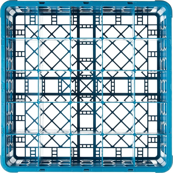 Carlisle FoodService Products RG25-114 OptiClean 25 Compartment Glass Rack with Extender, 3-1/2" Compartments, Blue (Pack of 4)